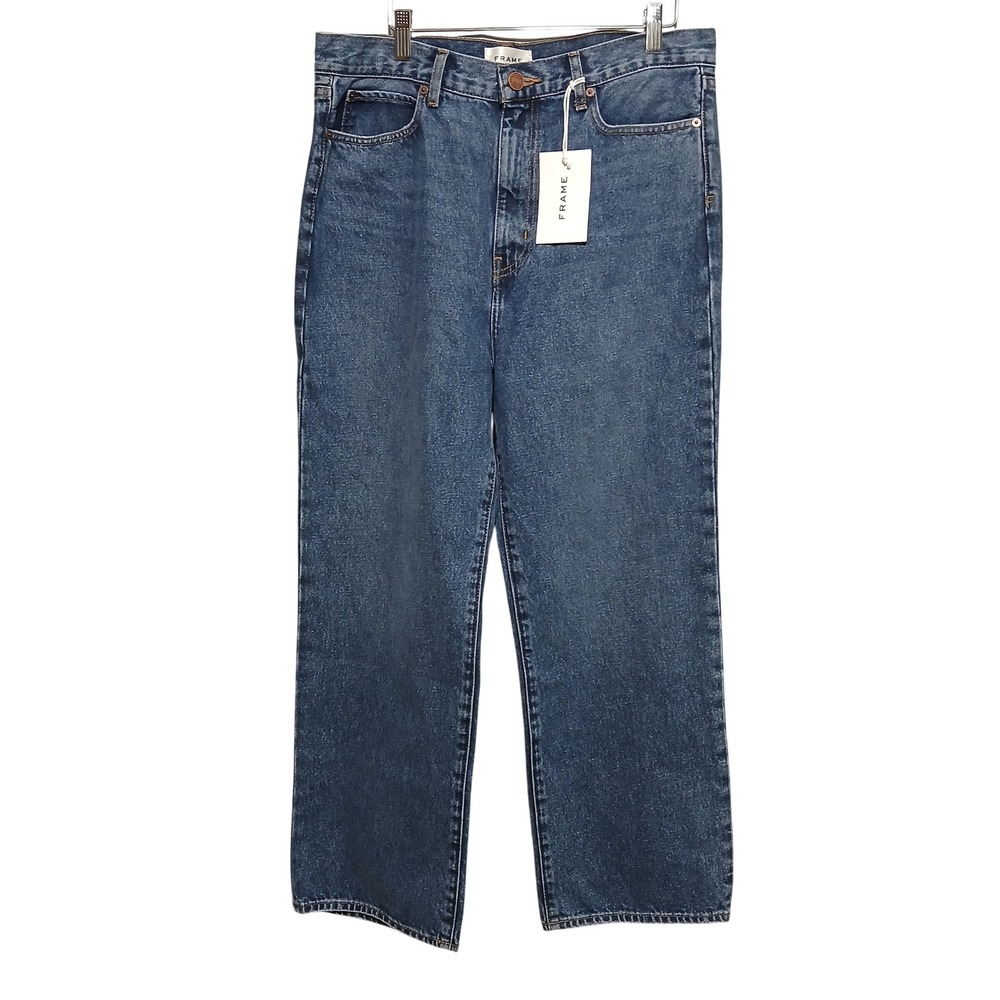 FRAME Le Jane Crop Jeans Medium Wash High Rise Wide Leg Denim Size 30 - Picture 4 of 13